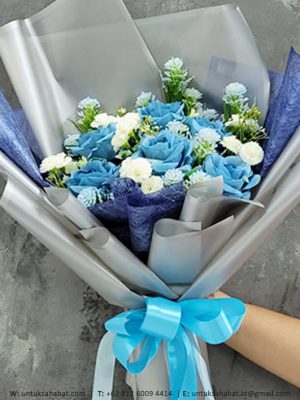Mawar Biru Buket Bunga Artificial