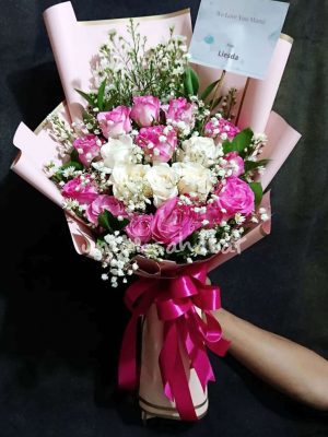 Peaceful Rose White and Dark Pink