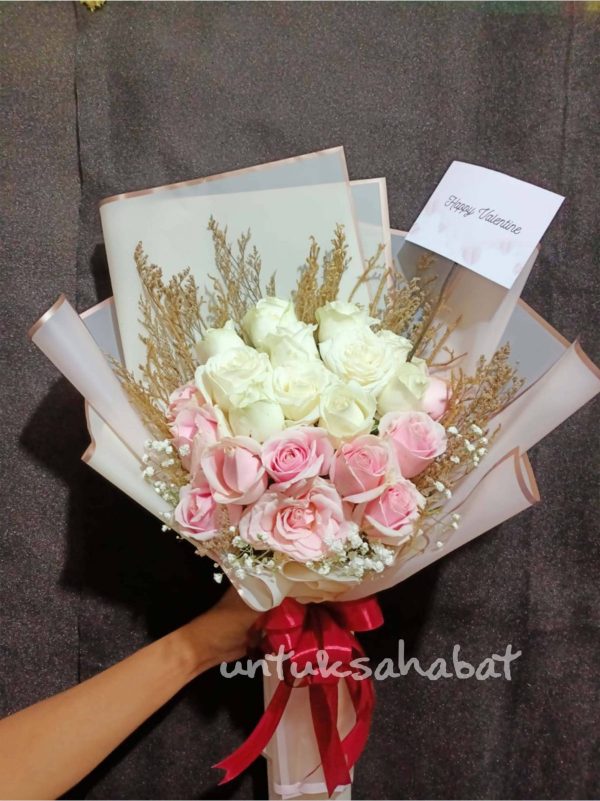 Eternal White and Pink Rose