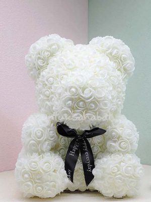 Artificial White Rose Bear