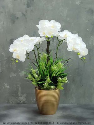 Bunga Artificial Anggrek Putih Kecil