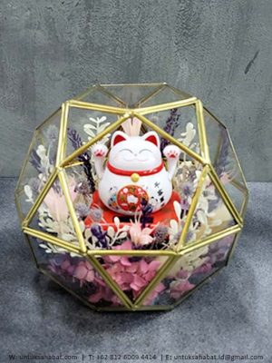 Lucky Cat Purple Flower Dome