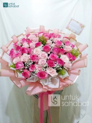 Buket Bunga Mawar Pink