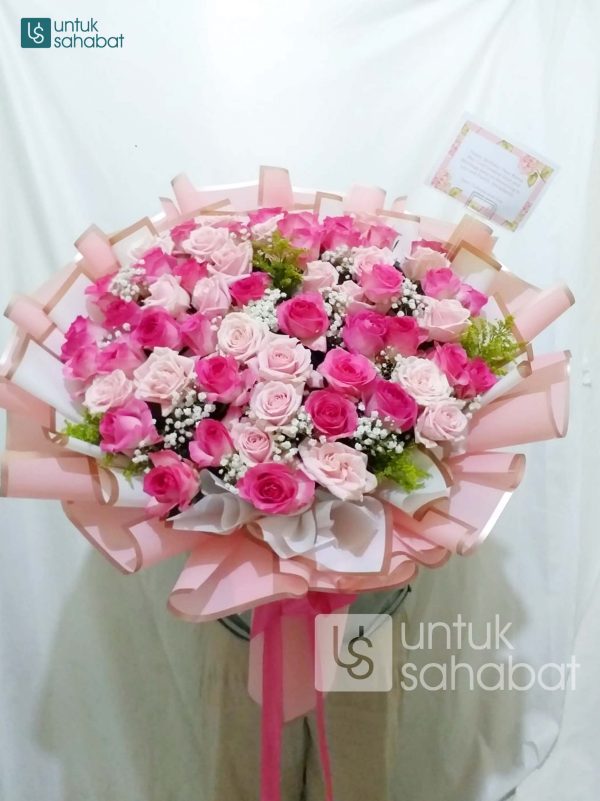 Buket Bunga Mawar Pink